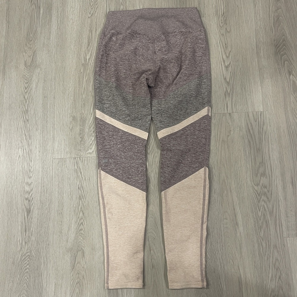 ALO Sheila Leggings High Waist Purple Pink Gray Color Block Women's Size Large